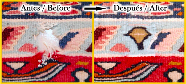 RESTAURACION DE ALFOMBRA PERSA Y ORIENTALDE DESGARROS