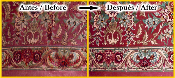 RESTAURACION DE ALFOMBRA PERSA Y ORIENTAL POR DETINTE CAUSADA POR AGUA